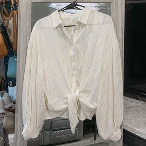 white/yellow striped vintage tie top, no brand tag